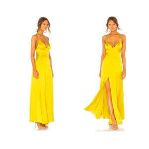 Lovers and Friends Womens Bermuda Dress Size XS Green Satin Maxi Cocktail NWT